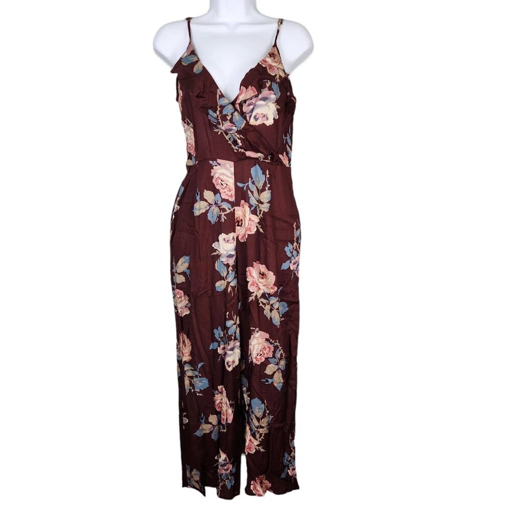 Show Me Your MuMu Jumpsuit SZ Small Cropped Floral Ruffle Jumpsuit - Picture 1 of 9